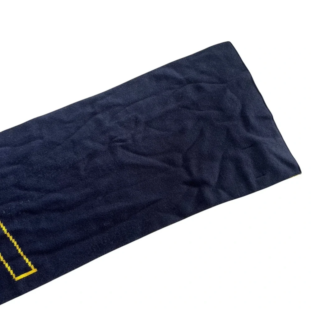 Nautica Signature Navy Blue Yellow Logo Reversible Knit Winter Scarf NT00038 Coz